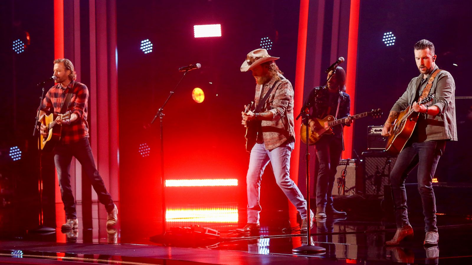 PHOTO: Dierks Bentley and John Osborne and T.J. Osborne of Brothers Osborne perform onstage during the The 54th Annual CMA Awards in Nashville, Tenn., Nov. 11, 2020.