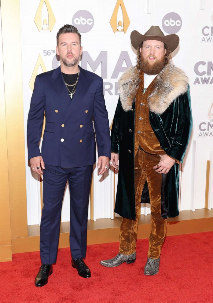 PHOTO: T.J. Osborne and John Osborne of Brothers Osborne attend The 56th Annual CMA Awards at Bridgestone Arena, Nov. 9, 2022, in Nashville, Tenn.