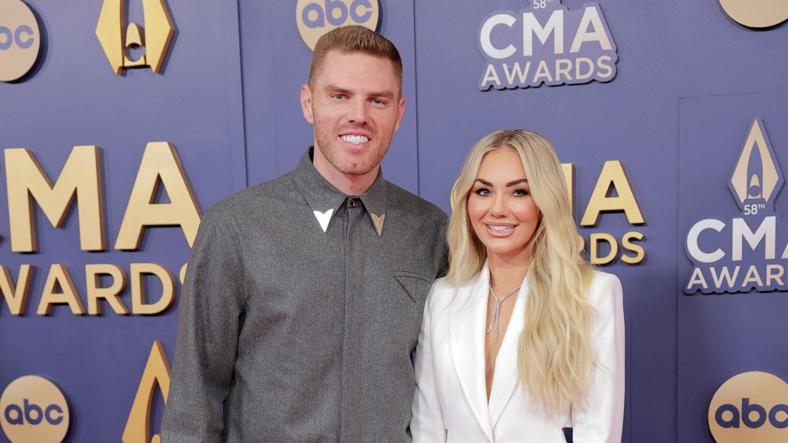 PHOTO: Freddie Freeman and Chelsea Freeman attend the 58th Annual CMA Awards, Nov. 20, 2024, in Nashville.