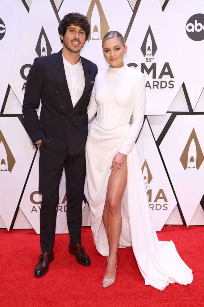 PHOTO: Morgan Evans and Kelsea Ballerini attend the 55th annual Country Music Association awards in Nashville, Tenn., Nov. 10, 2021.