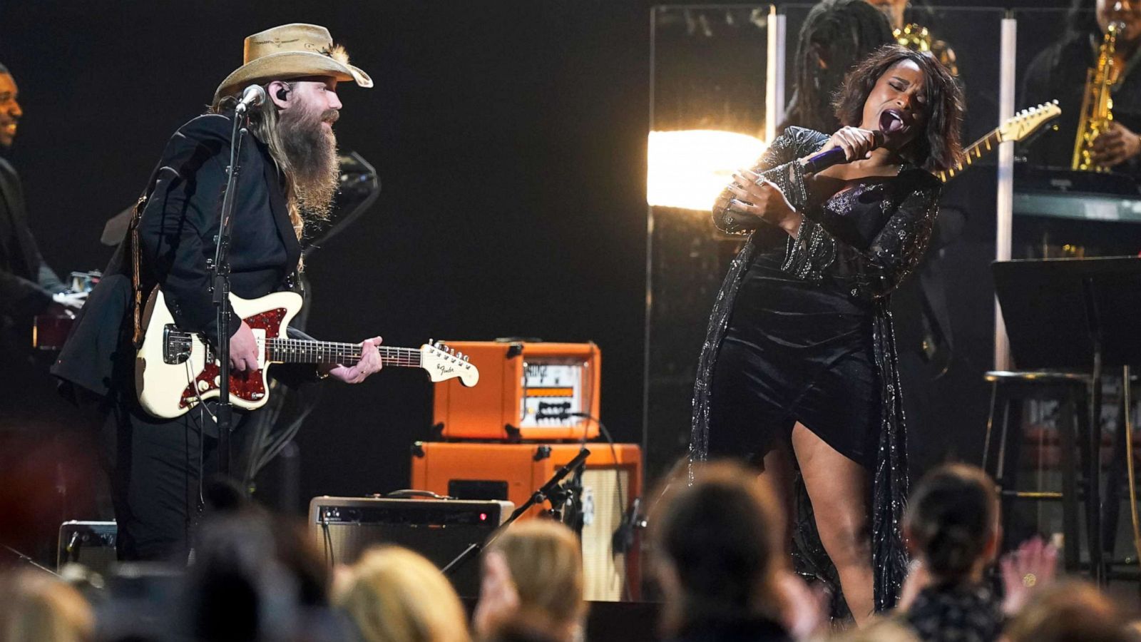 PHOTO: Chris Stapleton and Jennifer Hudson perform at the 55th annual CMA Awards in Nashville, Tenn., Nov. 10, 2021.