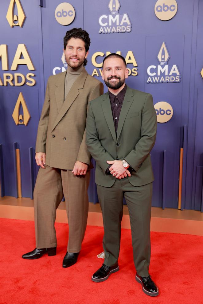 PHOTO: Dan Smyers and Shay Mooney of Dan + Shay attend the 58th Annual CMA Awards, Nov. 20, 2024, in Nashville.