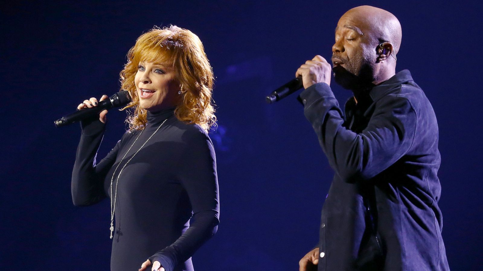 PHOTO: Reba McEntire and Darius Rucker perform onstage during the 54th Annual CMA Awards in Nashville, Tenn., Nov. 11, 2020.