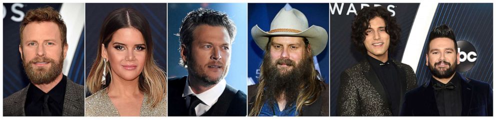 PHOTO: CMA nominees for Single of the Year, from left, "Burning Man" by Dierks Bentley featuring Brothers Osborne, "GIRL" by Maren Morris; "God's Country" by Blake Shelton; "Millionaire" by Chris Stapleton; and "Speechless" by Dan + Shay.