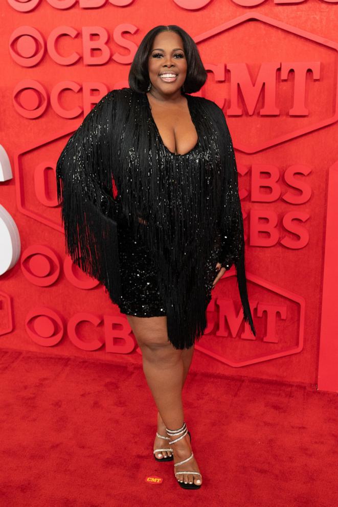 PHOTO: Amber Riley attends the 2024 CMT Awards, April 7, 2024, in Austin, Texas.
