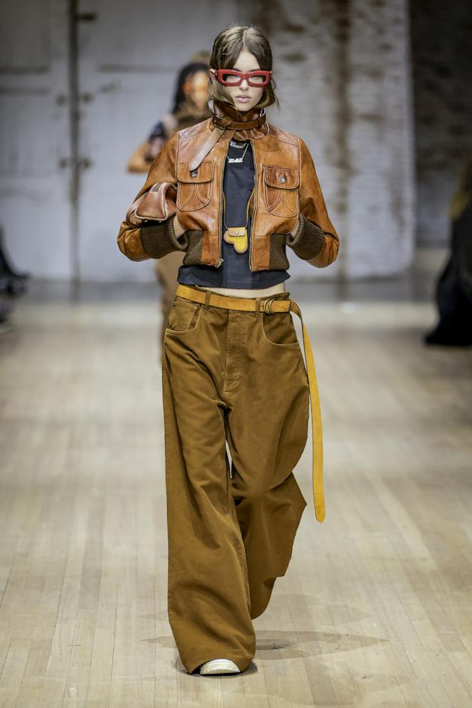 PHOTO: A model walks the runway during the Coach Ready to Wear Fall/Winter 2025-2026 fashion show as part of the New York Fashion Week on Feb. 10, 2025 in New York. 