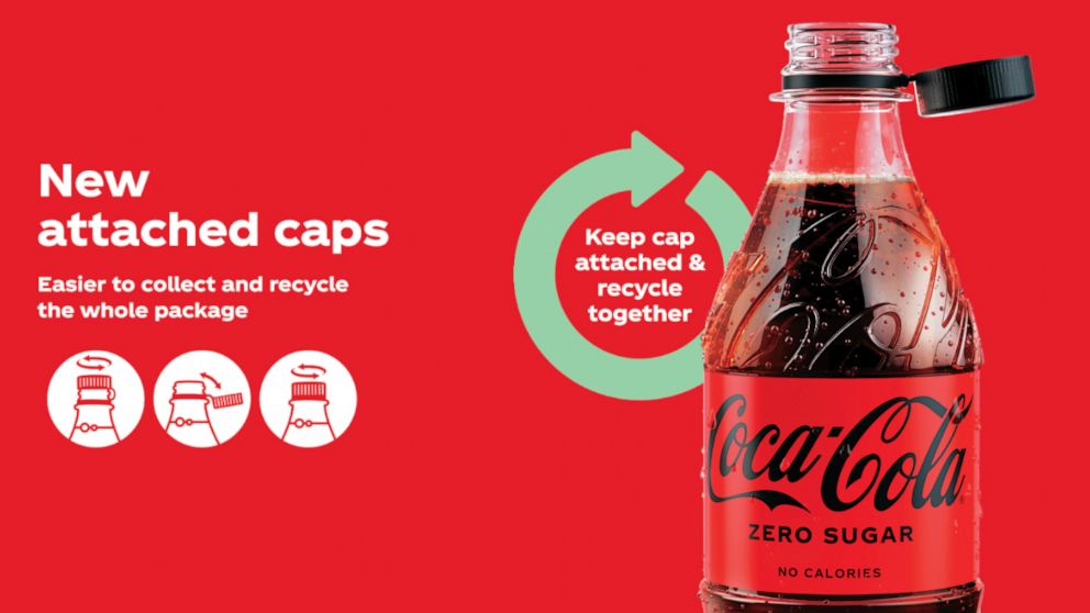 PHOTO: Coca‑Cola Great Britain (CCGB) has announced it will introduce new, attached caps to its plastic bottles, making it easier to recycle the entire package and ensure no cap gets left behind, May 17, 2022.