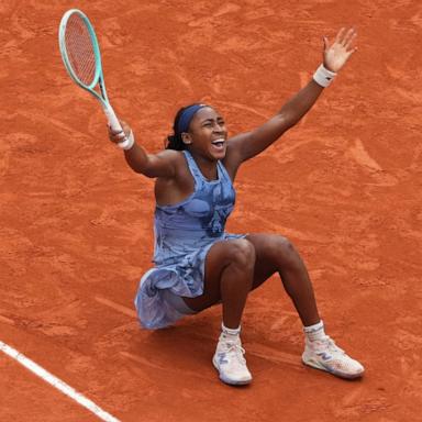 PHOTO: Coco Gauff of United States celebrates winning the championship against Aryna Sabalenka during the Women's Singles Final match at the 2025 French Open, June 7, 2025 in Paris, France.