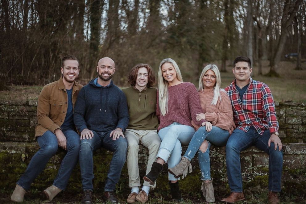 PHOTO: Cody Alan, second from left, with (left to right): fiancé Trea Smith, son Landon, daughter Makayla, ex-wife Terresa and her boyfriend, Patrick Kelly. 