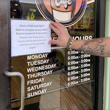 PHOTO: Coffee Milano Cafe in Middleborough, Mass. offers a free coffee to customers who enter the shop while dancing.