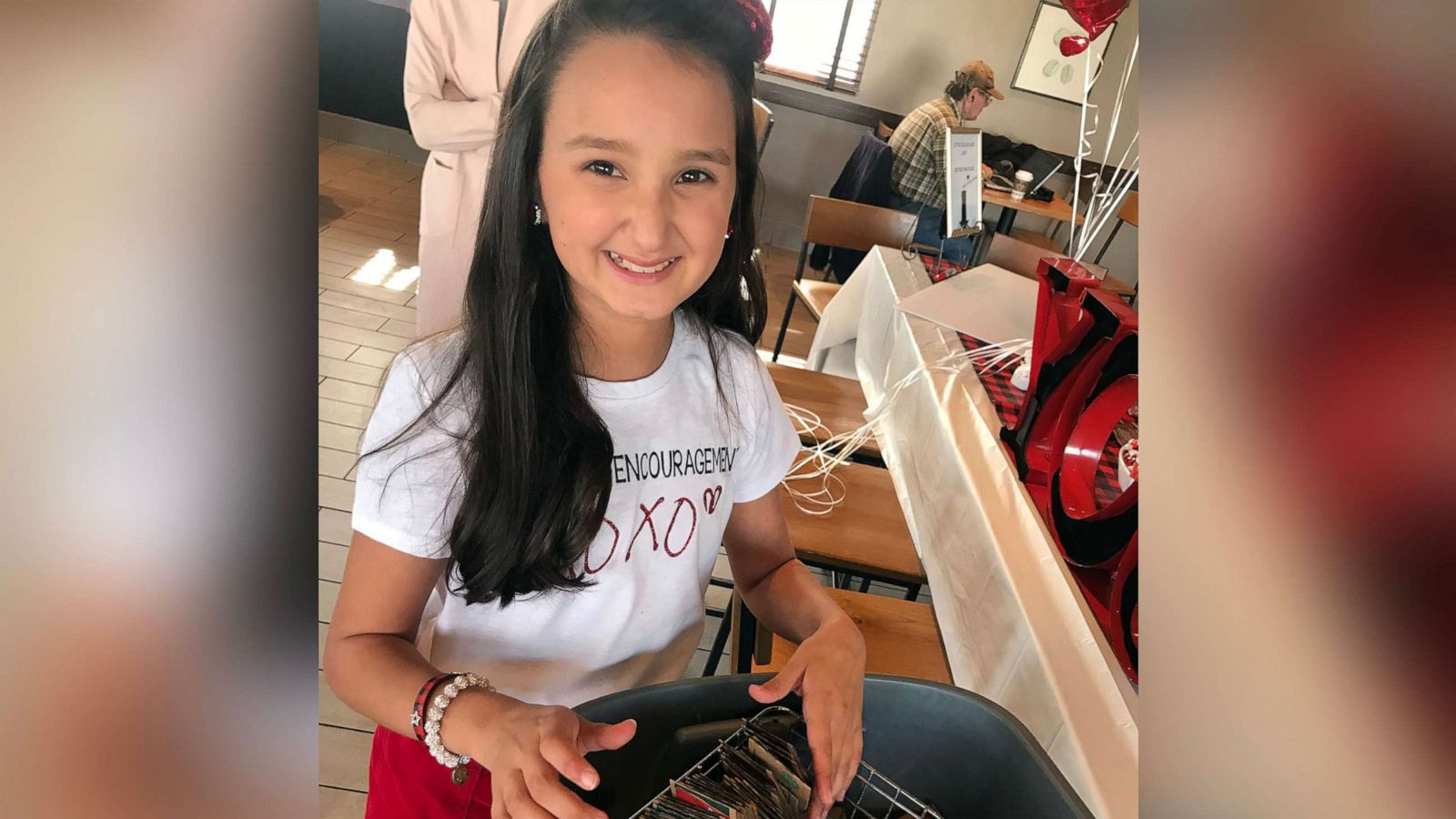 PHOTO: Nine-year-old Ayvah Doyle from Port Neches, Texas, started the "Sleeves of Encouragement" campaign to give people an encouraging note on their Starbucks coffee sleeves.