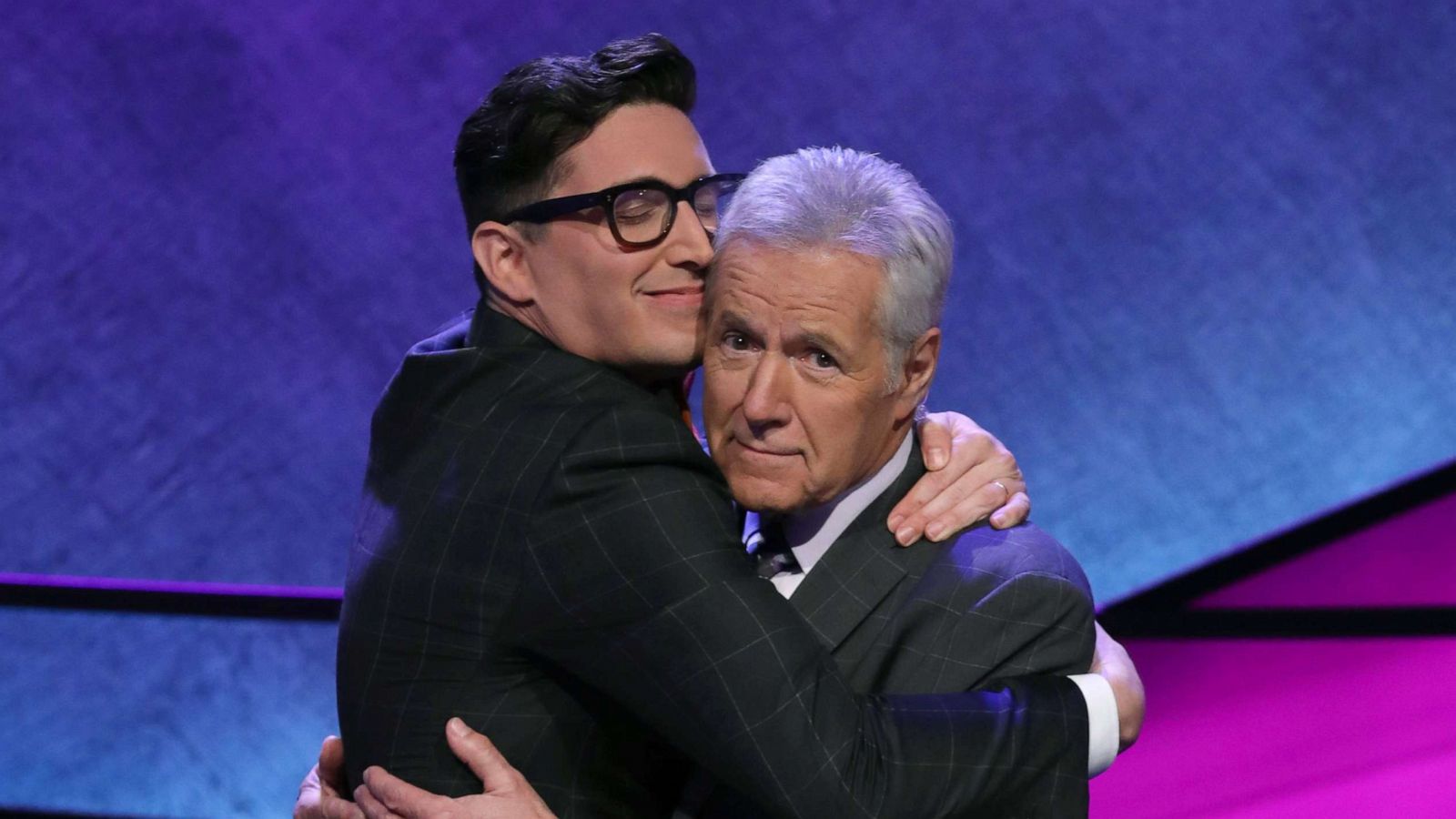 PHOTO: A photo posted to social media by Buzzy Cohen in honor of Alex Trebek, shows the two embracing on the set of "Jeopardy!"