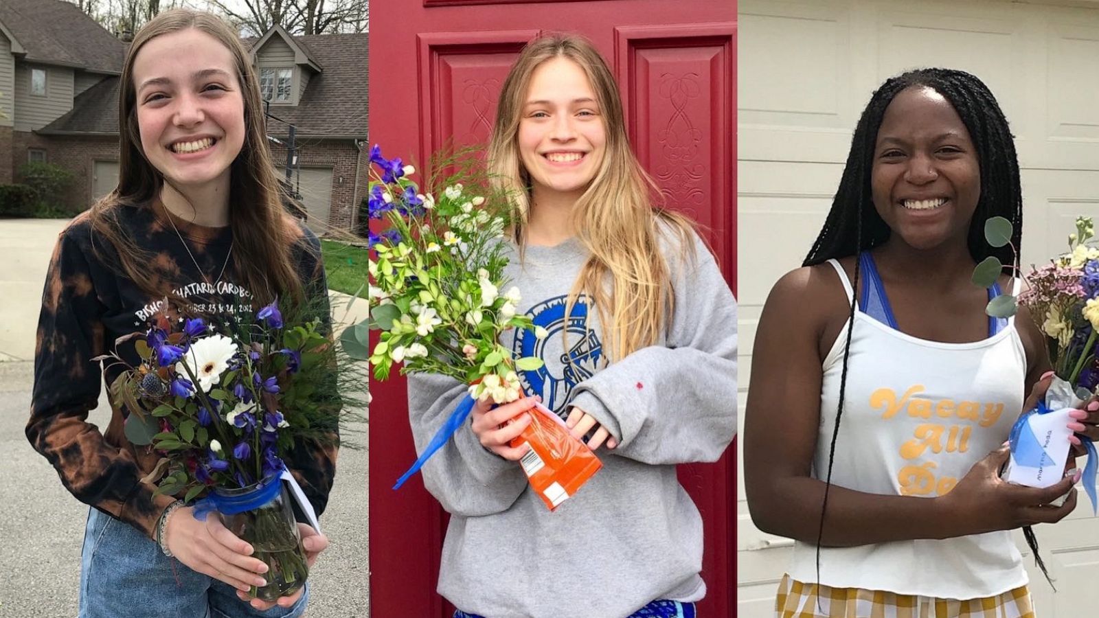 PHOTO: All of the high school senior girls at Bishop Chatard High School received flowers in-lieu of prom on April 25, 2020 in Indianapolis, In.