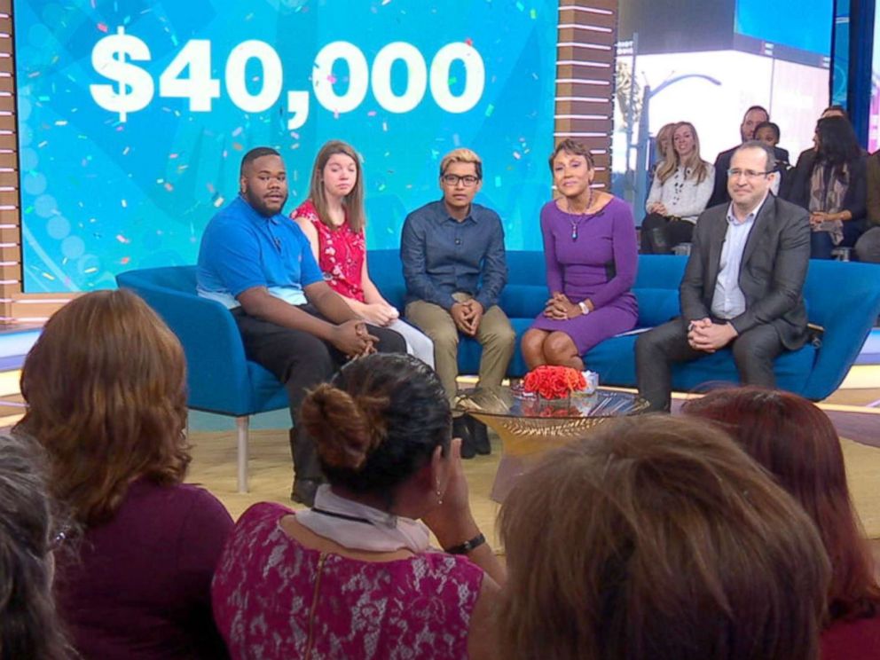 PHOTO: Three students were surprised with $40,000 college scholarships live on Good Morning America.