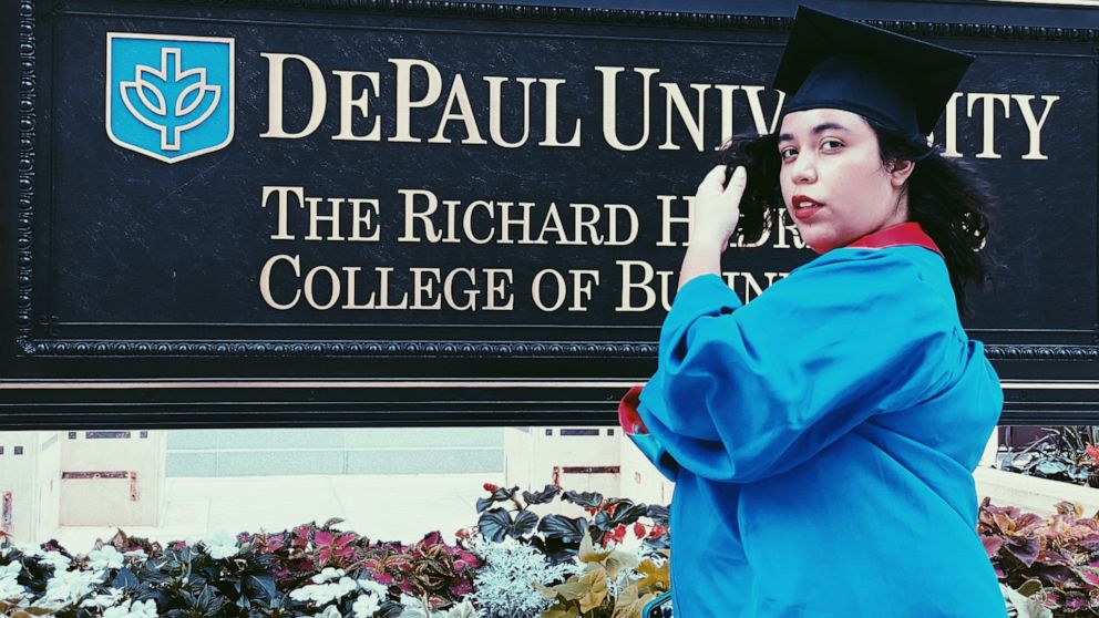 PHOTO: Odette Hidalgo, who received her bachelor's degree in marketing from DePaul University, said she was in communication with a Fortune 500 company about a full-time position that fell through due to COVID-19.