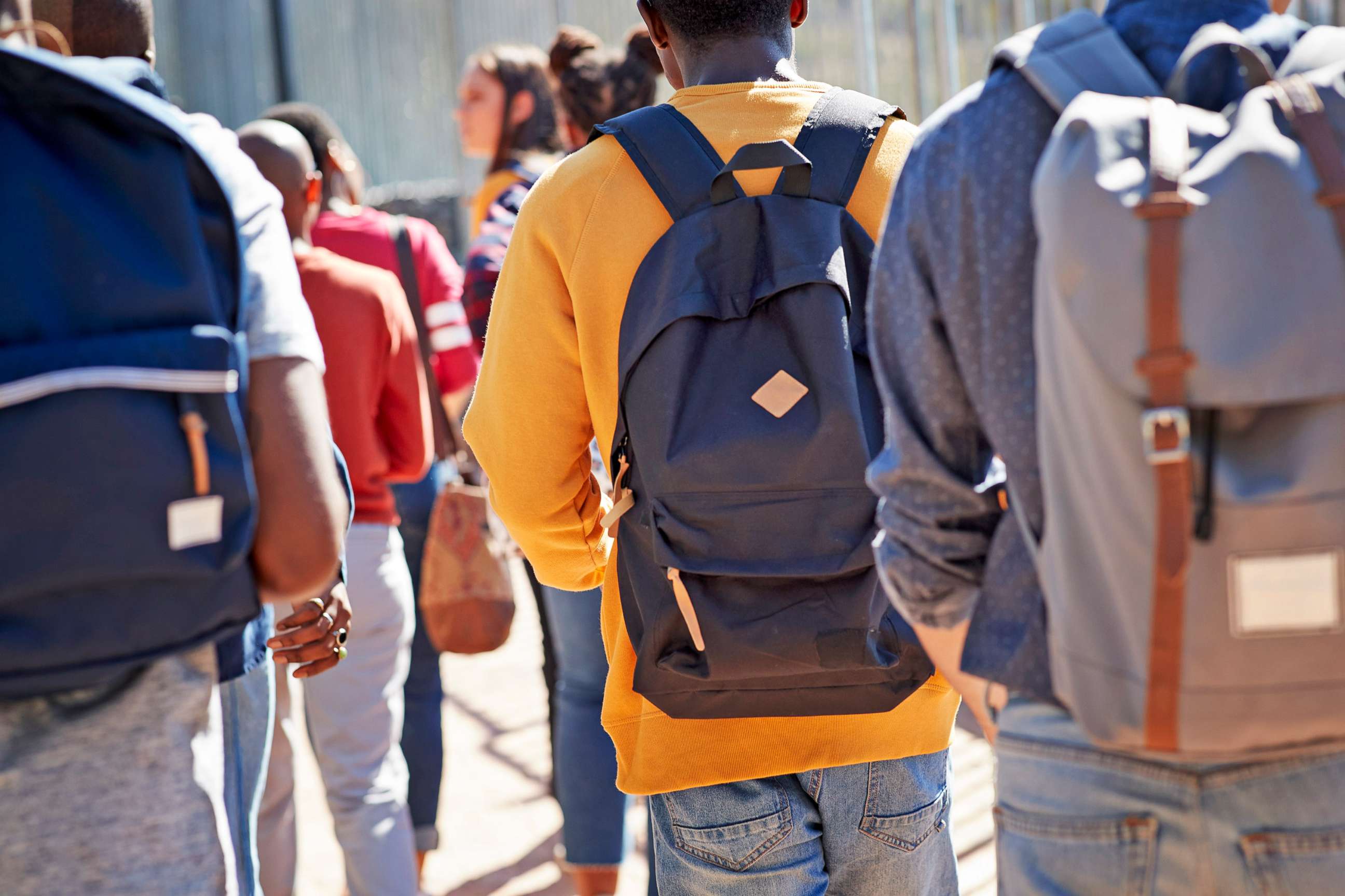 PHOTO: A group of college students walk on their university campus in a stock image.