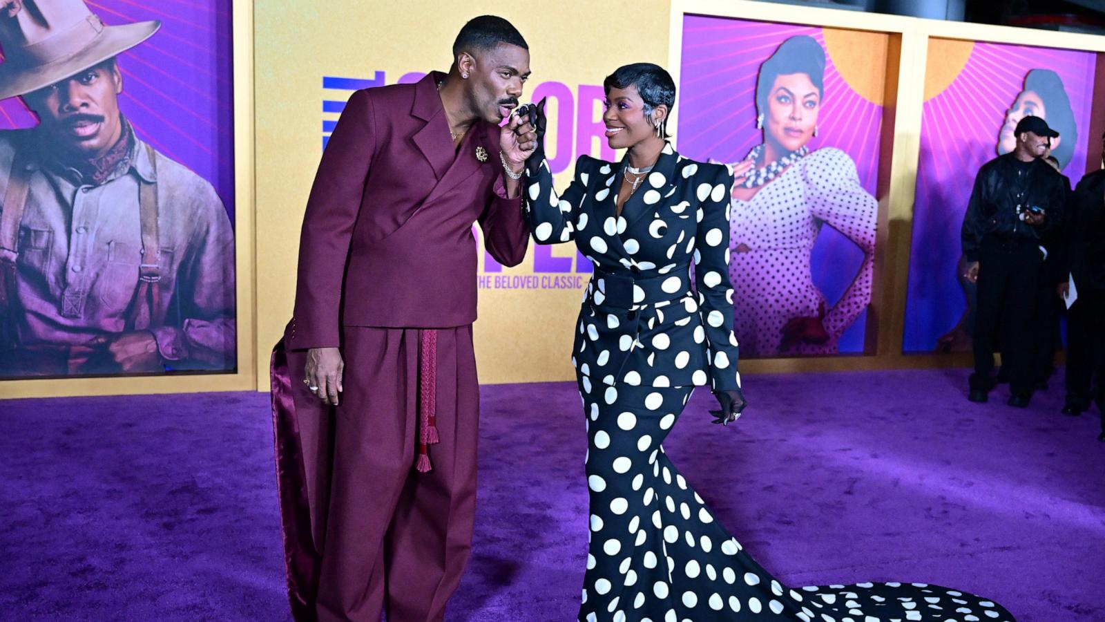 PHOTO: Colman Domingo, left, and Fantasia Barrino attend the world premiere of "The Color Purple" at the Academy Museum, Dec. 6, 2023, in Los Angeles.