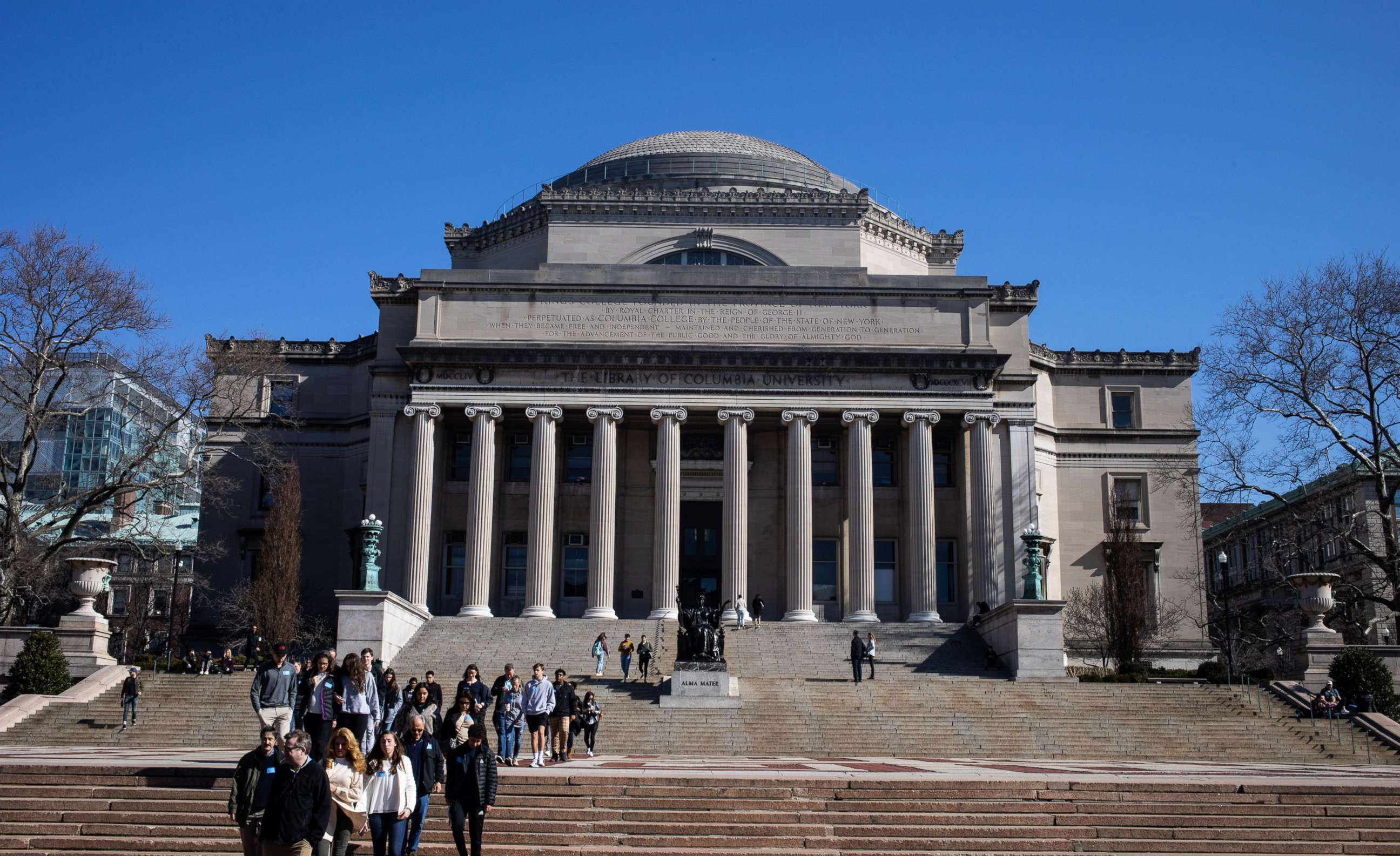 PHOTO: In this file photo, people walk on the Columbia University campus on March 9, 2020 in New York. 