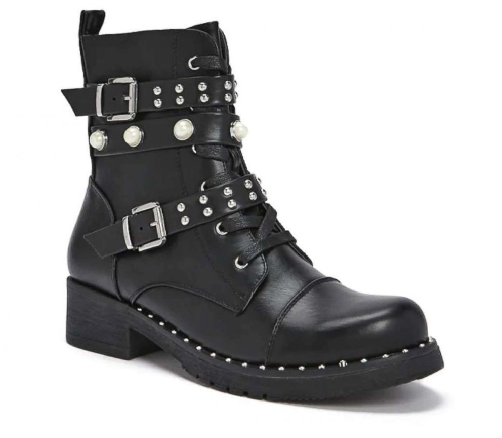 PHOTO: Studded Faux Leather Combat Boots