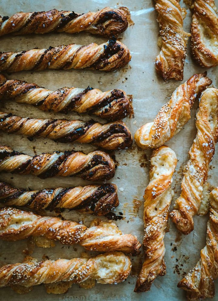 PHOTO: Comte cheese and sesame twists from "À Table," by Rebekah Peppler.