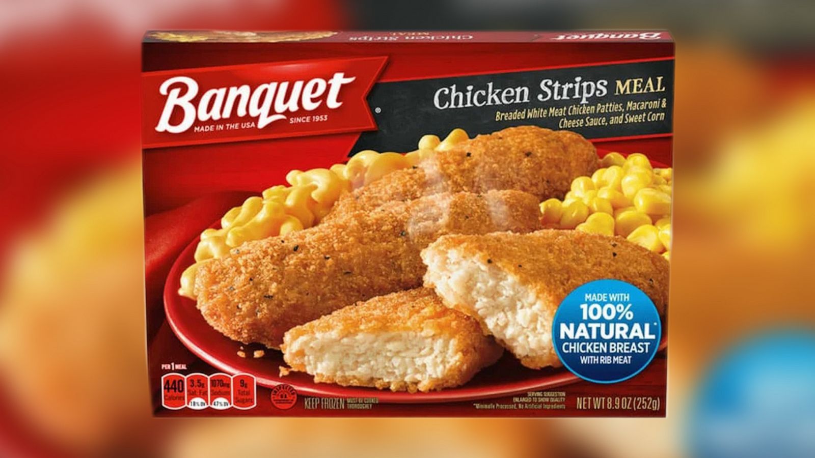 PHOTO: onagra Brands, Inc, a Marshall, Mo. establishment, is recalling approximately 245,366 pounds of frozen chicken strips entree products that may be contaminated with extraneous materials, specifically pieces of plastic.