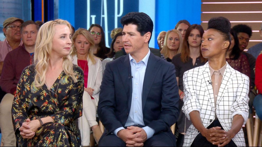 PHOTO: Lecy Goranson, Michael Fishman and Maya Lynne Robinson of "The Conners" appeared live on "Good Morning America" Oct. 17, 2018, the day after the premiere of their TV spinoff.
