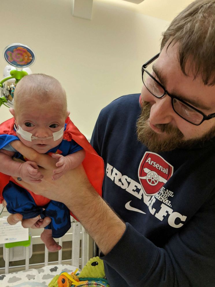 PHOTO: Connor Florio, now 8 months old, survived a life-threatening situation at birth to the point where he could start rehabilitation at Blythedale Children's Hospital in Valhalla, NY.