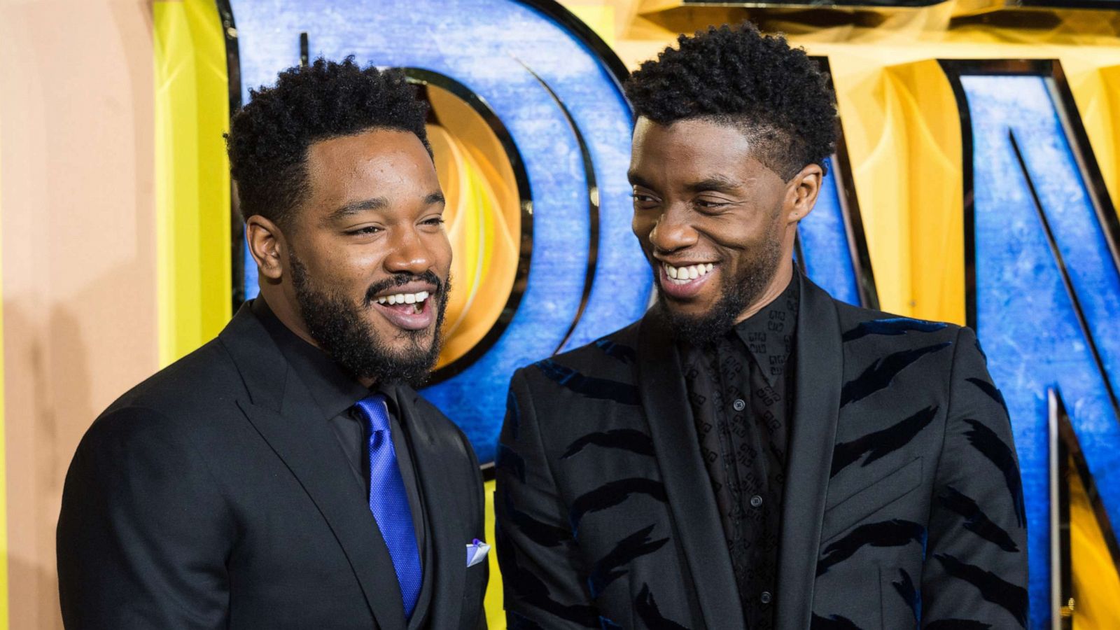 PHOTO: Ryan Coogler and Chadwick Boseman arrive for the European film premiere of "Black Panther" in London, Feb. 8, 2018.