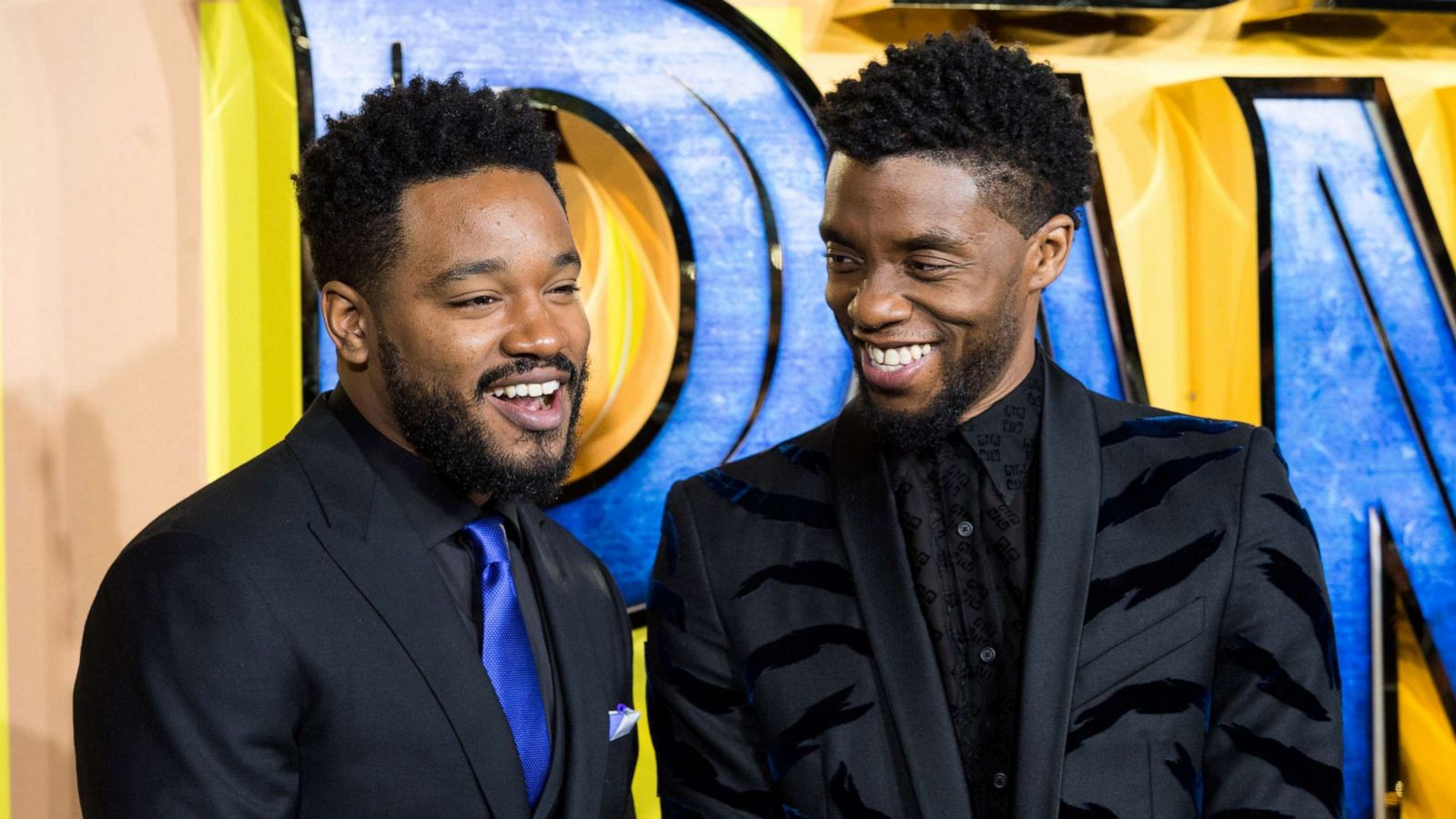 PHOTO: Ryan Coogler and Chadwick Boseman arrive for the European film premiere of "Black Panther" in London, Feb. 8, 2018.