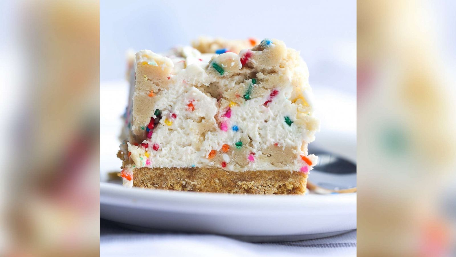 PHOTO: Tomlan's no-bake cookie dough cheesecake bars are include a graham cracker crust and sugar cookie dough.