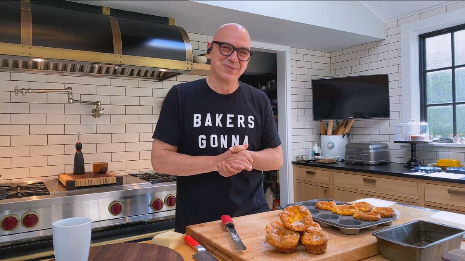 PHOTO: Michael Symon cooks on "Good Morning America," May 7, 2020.