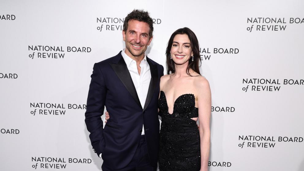 PHOTO: Bradley Cooper and Anne Hathaway attend the National Board Of Review 2024 Awards Gala, Jan. 11, 2024, in New York.