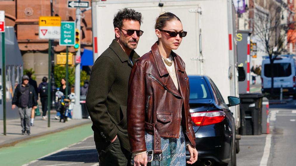 PHOTO: Gigi Hadid and Bradley Cooper are seen on February 27, 2024 in New York City.