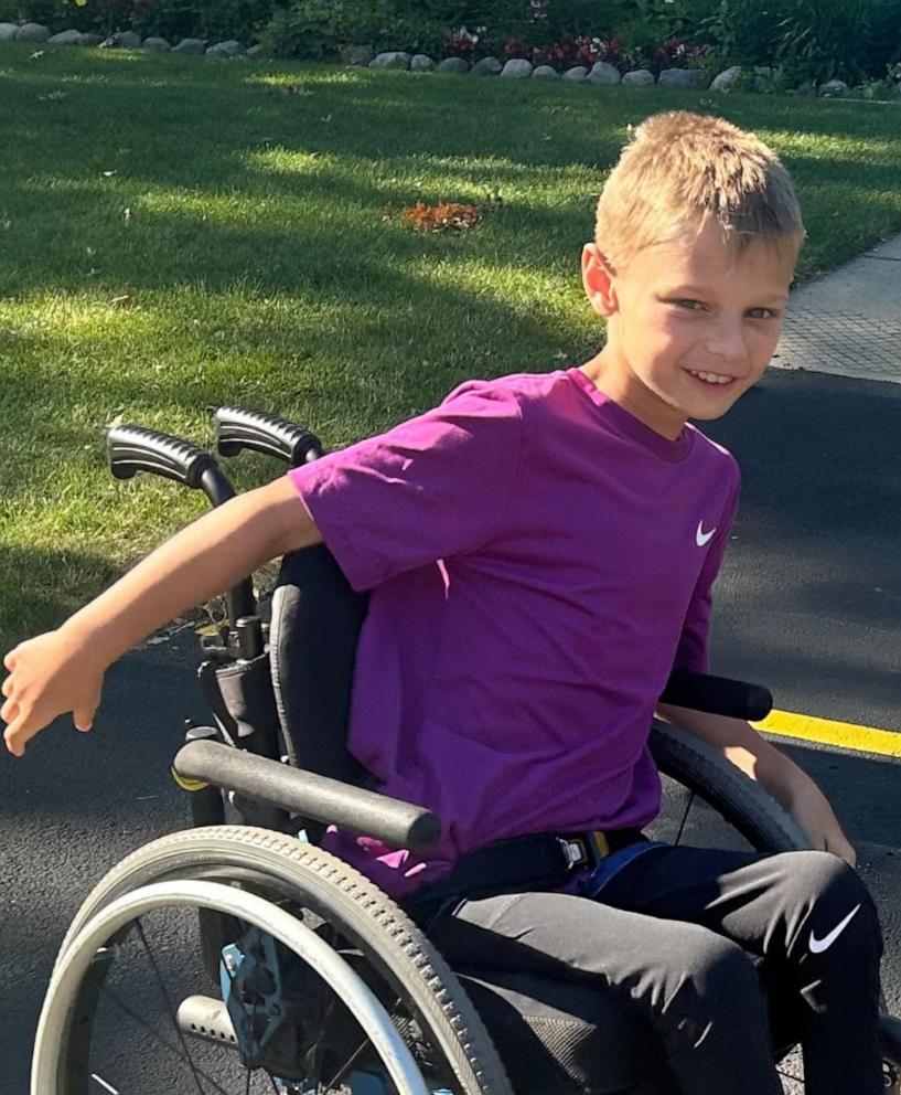 PHOTO: Cooper Roberts, 10, of Illinois, was paralyzed in the July 4, 2022, shooting in Highland Park, Ill.