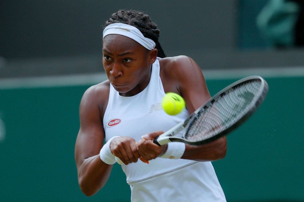 PHOTO: Cori Gauff at Wimbledon Tennis Championships, Day 1, The All England Lawn Tennis and Croquet Club, London, July 1, 2019.