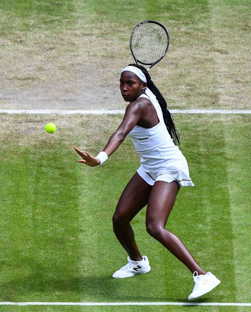 PHOTO:Cori Gauff during the Wimbledon Tennis Championships at The All England Lawn Tennis and Croquet Club in London, July 8, 2019.