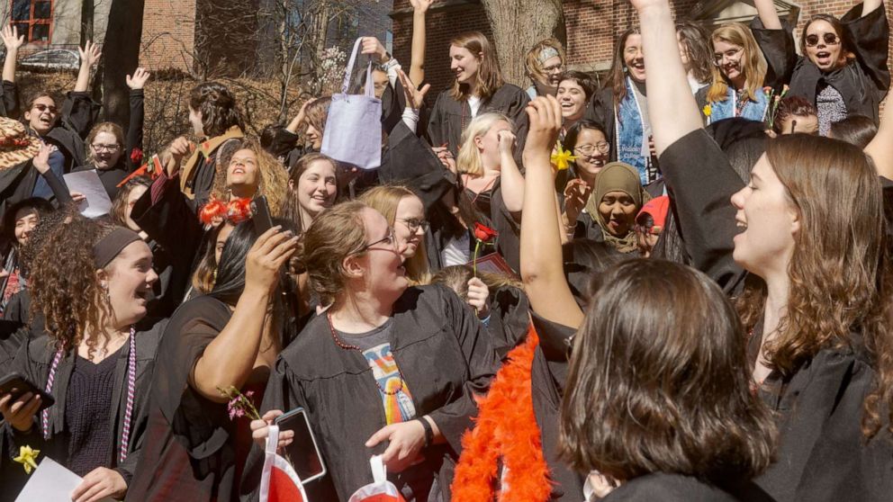 PHOTO: Wellesley students celebrate "coronamencement."