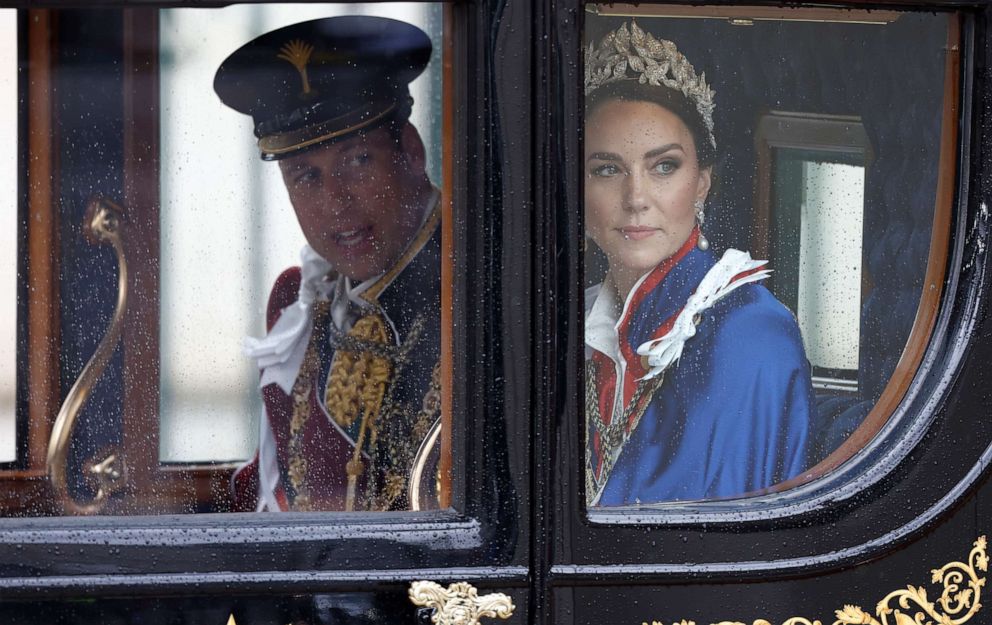 PHOTO: Prince William, Duke of Cambridge and Catherine, Princess of Wales depart Westminster Abbet following the coronation ceremony of King Charles III and Queen Camilla, May 6, 2023, in London.