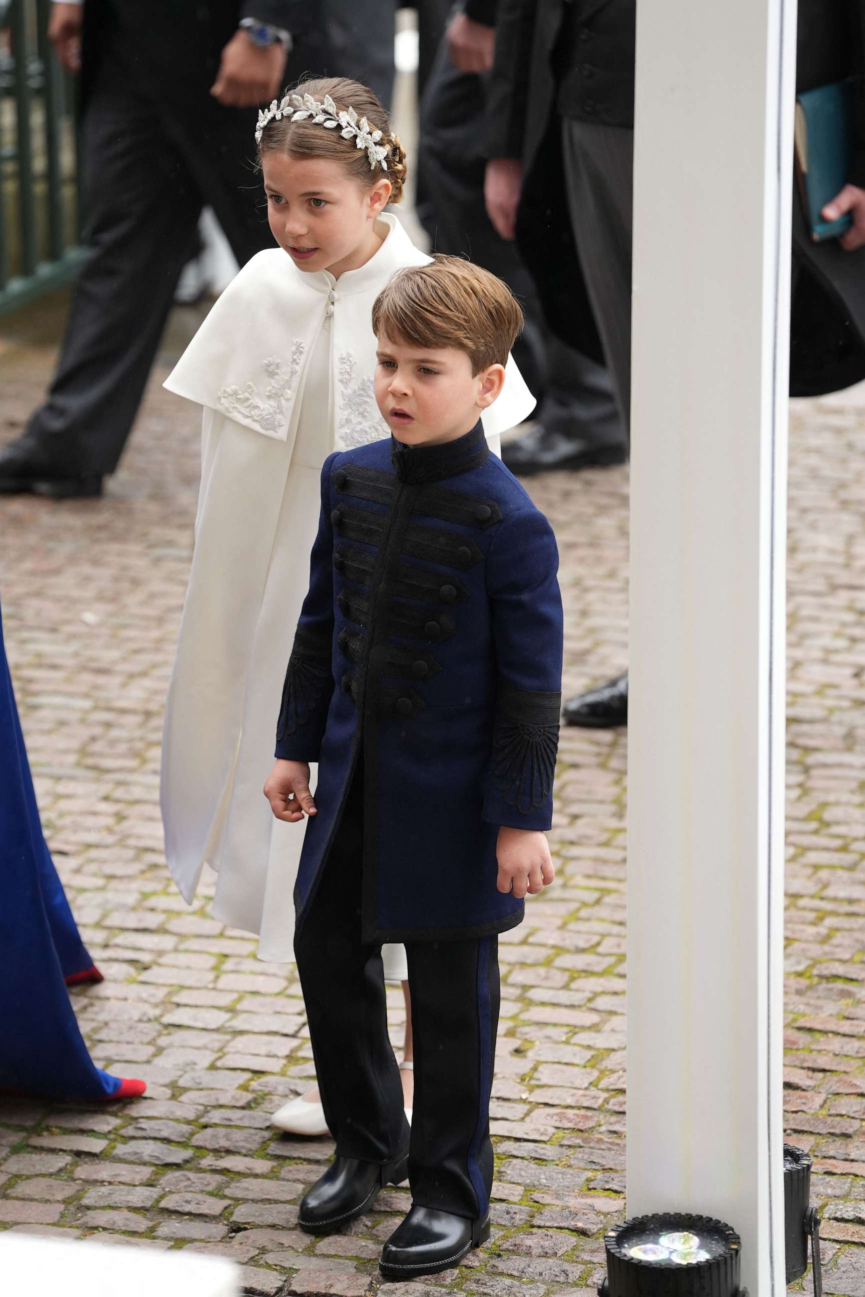 PHOTO: Prince Louis and Princess Charlotte arrive for the coronation ceremony of Britain's King Charles and Queen Camilla at Westminster Abbey, in London, May 6, 2023.