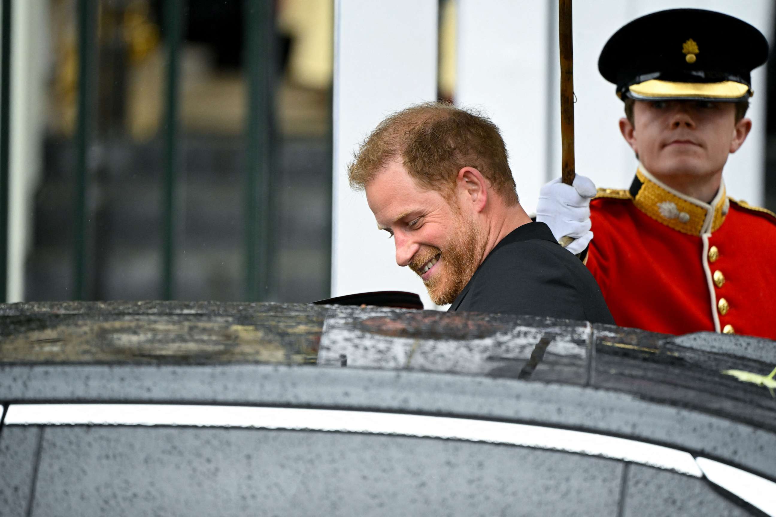 PHOTO: Britain's Prince Harry, Duke of Sussex, leaves Westminster Abbey following the coronation ceremony of Britain's King Charles and Queen Camilla, in London, May 6, 2023.