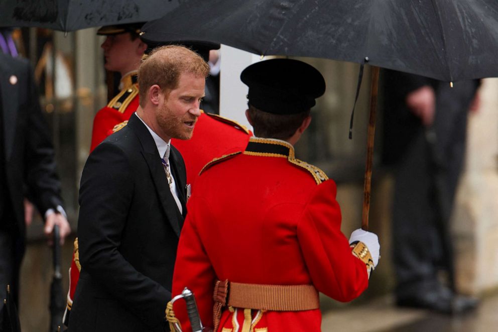 PHOTO: Britain's Prince Harry leaves Westminster Abbey following Britain's King Charles' coronation ceremony, in London, May 6, 2023.