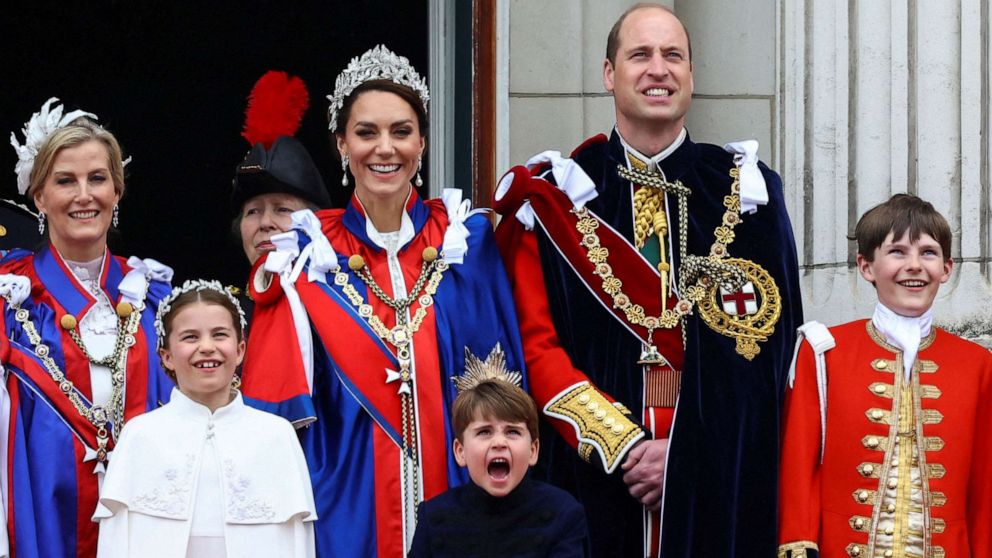 PHOTO: The royals stand on the Buckingham Palace balcony following Britain's King Charles' coronation ceremony in London, May 6, 2023.