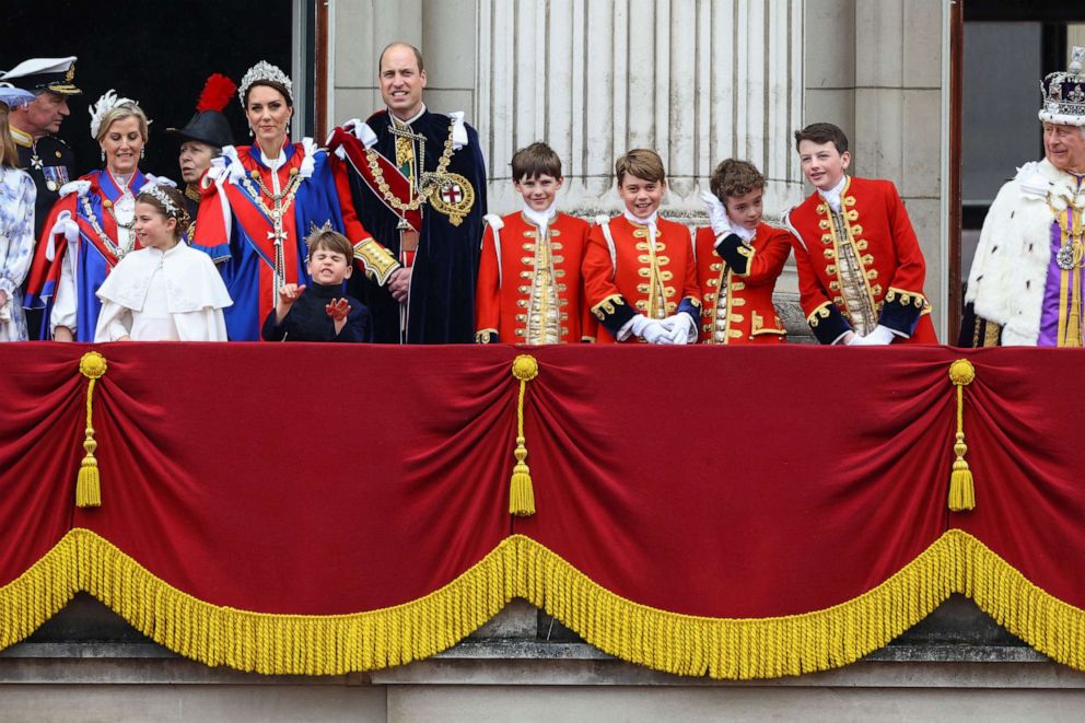 PHOTO: The royals stand on the Buckingham Palace balcony following Britain's King Charles' coronation ceremony in London, May 6, 2023.