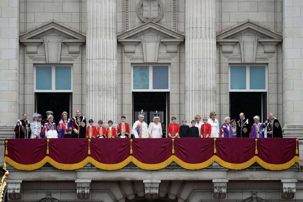PHOTO: The royals appear on the Buckingham Palace balcony during the Coronation of King Charles III and Queen Camilla on May 6, 2023 in London.