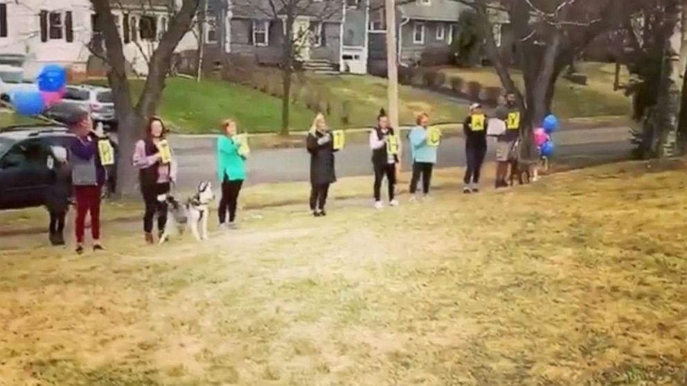 Grandma gets 95th birthday surprise from safe distance ...