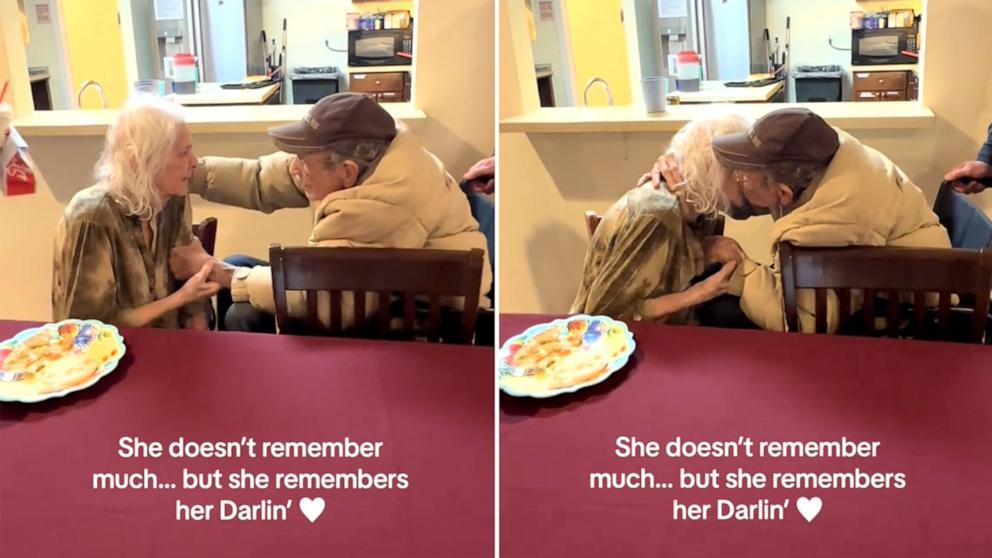 PHOTO: Ashley Allen captured her grandfather Coy Latimer reuniting with her grandmother Joy Latimer at her long-term care facility after spending two weeks apart.