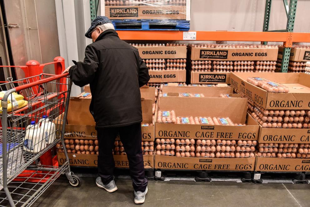 PHOTO: A customer shops for eggs at a Costco store, Feb. 28, 2024, in Teterboro, N.J.