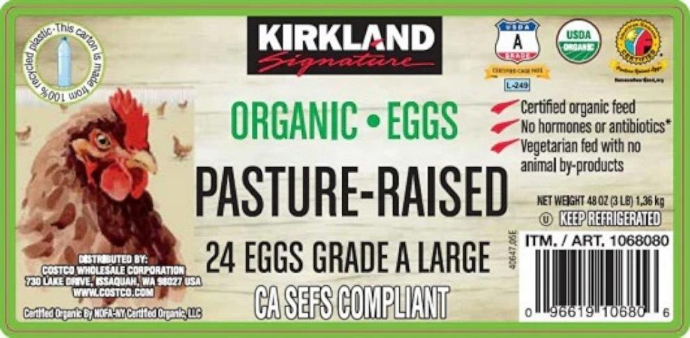 PHOTO: Handsome Brook Farms voluntarily recalled more than 10,000 containers of organic pasture raised eggs that were sold at Costco.