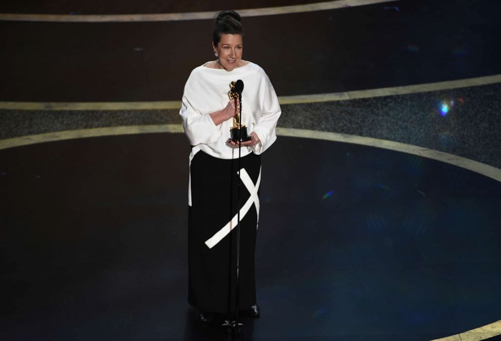 PHOTO: Jacqueline Durran accepts the award for best costume design for "Little Women" at the Oscars, Feb. 9, 2020, at the Dolby Theatre in Los Angeles.