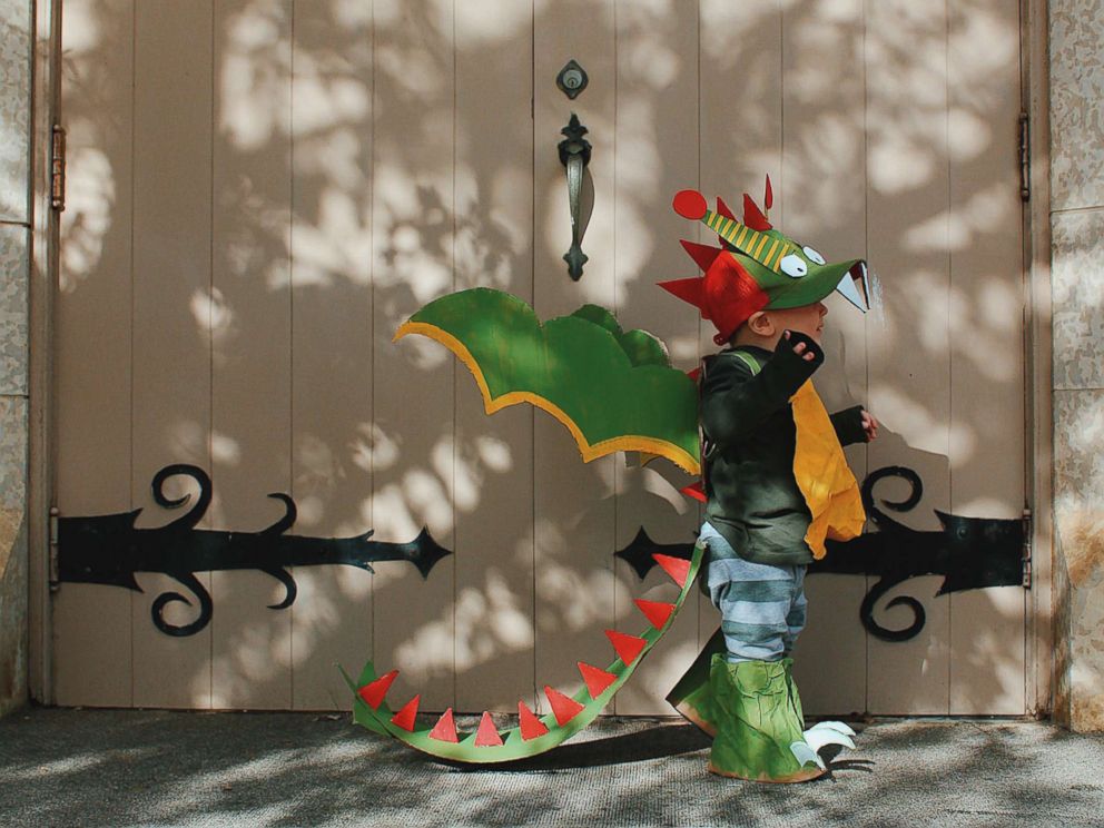 PHOTO: Danielle Bevens son wears a dragon costume.